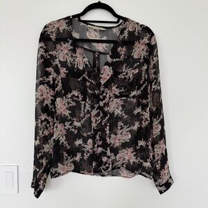 Floral Black Sheer Women's Top
